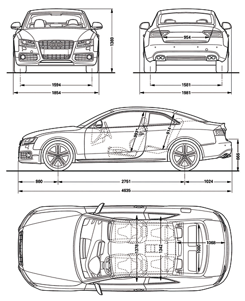 Объем ауди. Audi a5 габариты. Габариты Ауди а5 седан. Audi a5 b9 габариты. Audi a5 Coupe габариты.