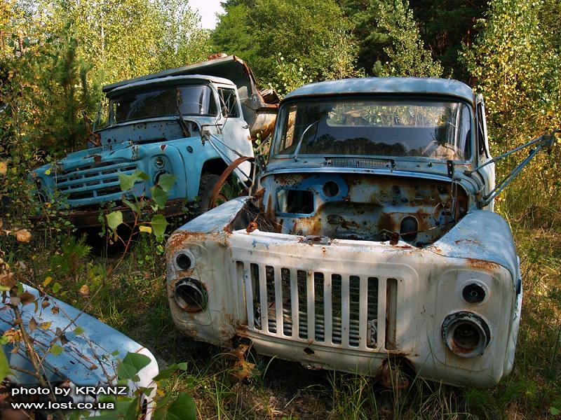 Кладбище автомобилей в чернобыле